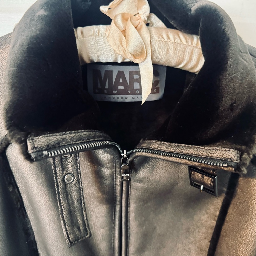 Marc New York Black Shearling Leather Jacket